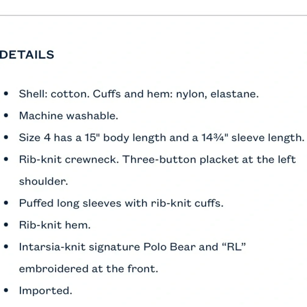 Ralph Lauren Knit Cotton Sweater Polo Bear